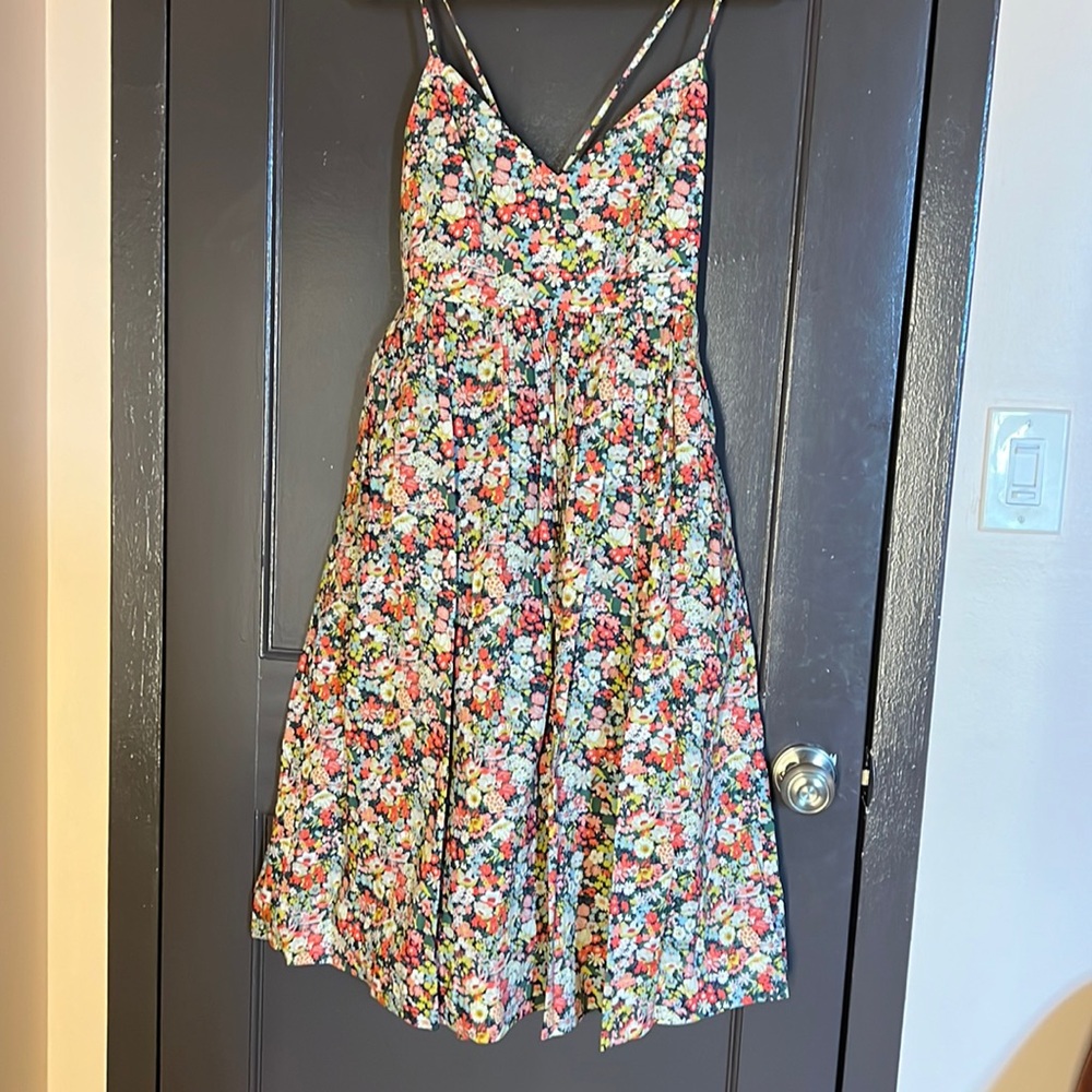 J. Crew Floral Maxi Dress - Black with Multicolor Flowers